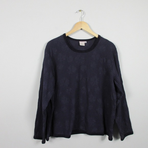 Focus USA Textured Long Sleeve Top Women M Purple Cotton Vtg Hippie Casual 330 - Picture 1 of 11